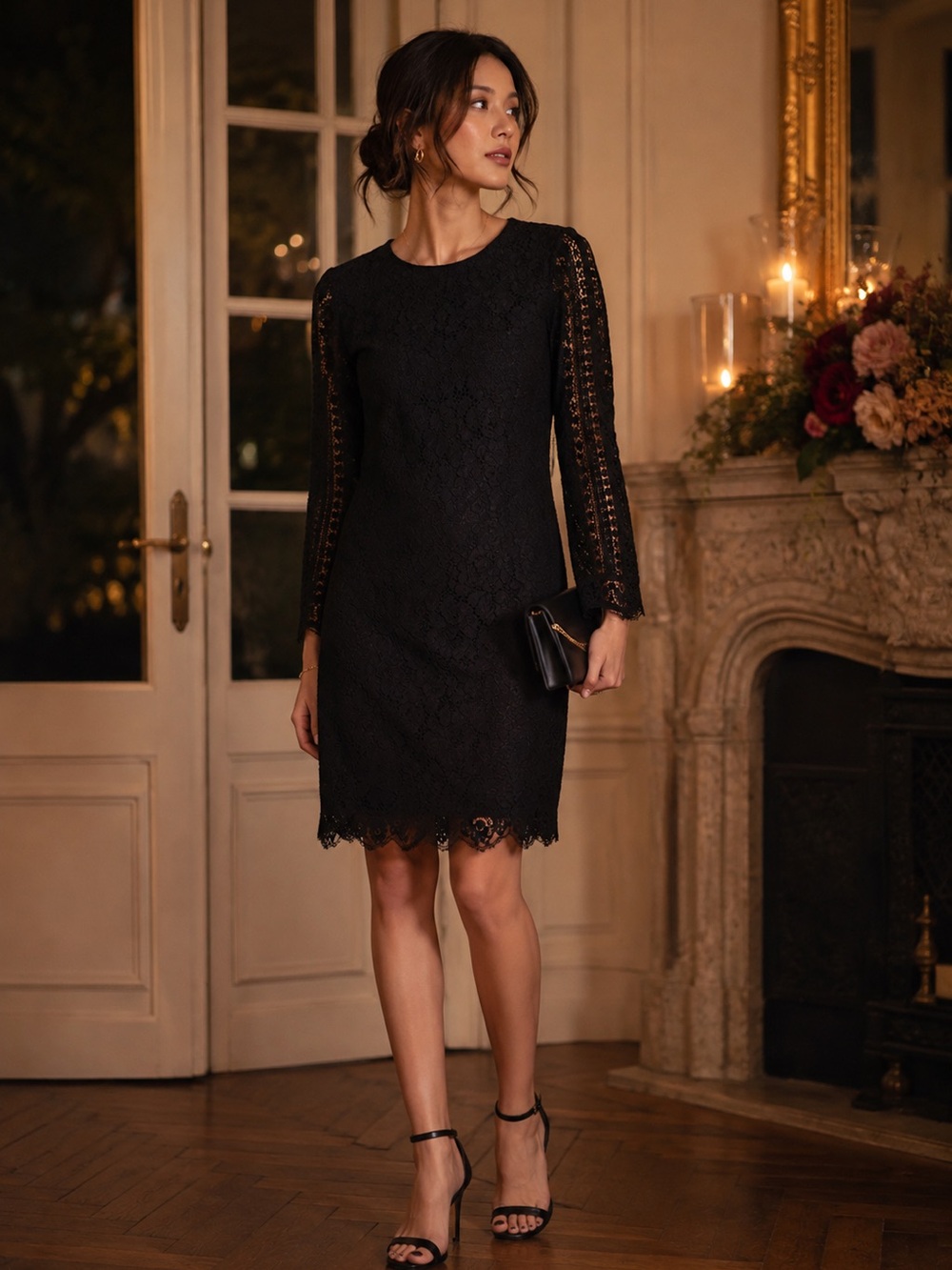 Club Monaco Elegant Black Lace Dress